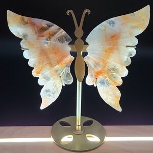 Fire Quartz Butterfly Wings with Stand